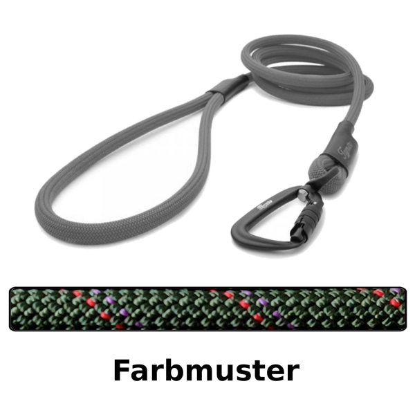 klassische Hundeleine TWIST - M - 115cm - olive mit rot und lila Linien